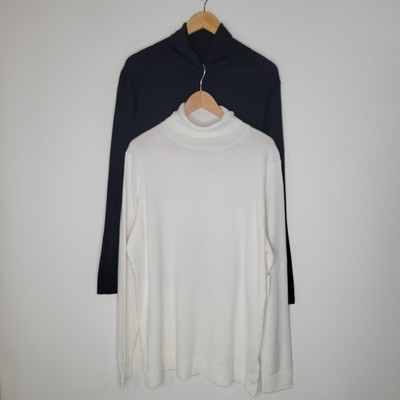 AMAZON ESSENTIALS Lot (2) Turtleneck Sweaters Size XXL Black White Basic Casual
