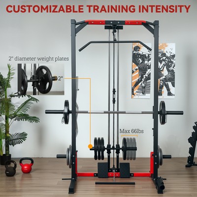 Soozier Smith Machine, Multi-Function Power Cage with Lat Pull Down System