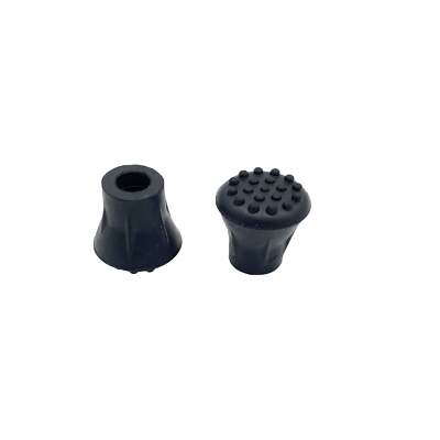 1/2'' Extra Grip Black Rubber Replacement Cane Tips - 2 Pack
