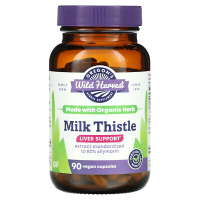 Oregon s Wild Harvest Milk Thistle 90 вегетарианских капсул без молочных продуктов,