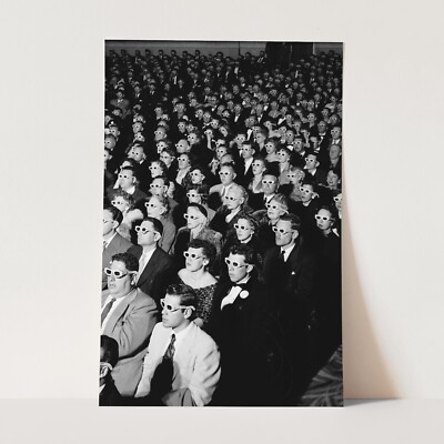 Movie Audience Wearing 3D Glasses 1950s 1960s Cinema Wall Art Poster Print