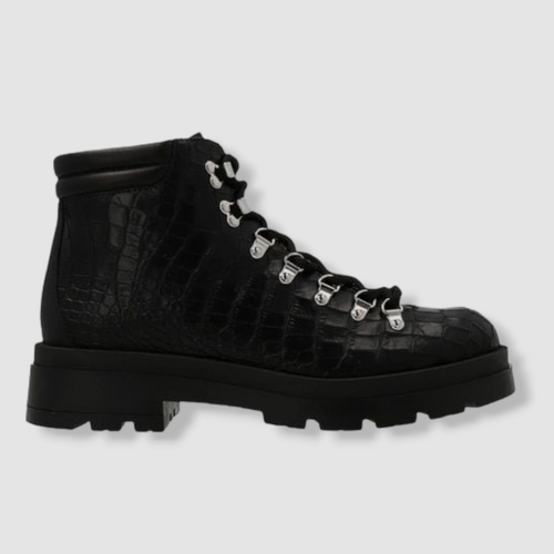 Pre-owned Giuseppe Zanotti $1151  Men's Black Croc Print Lace-up Boot Shoe Size Eu 42/us 9