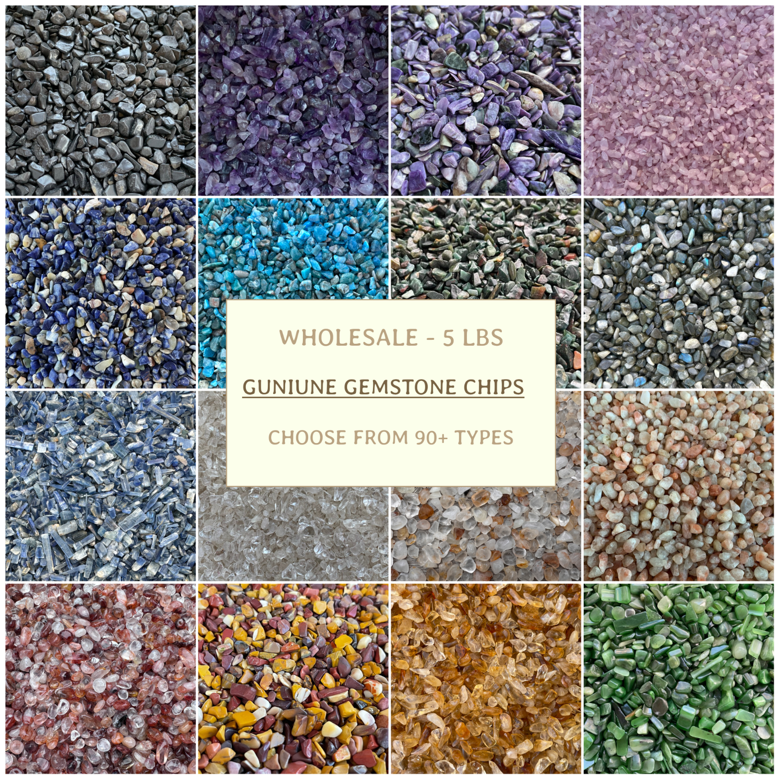WHOLESALE 5 lbs Genuine Crystal Chips, Choose 90+ Types Natural Gemstone Chips