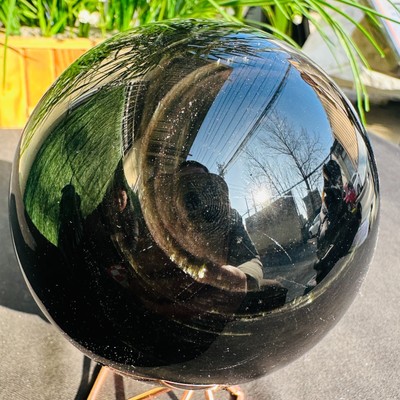 2.31LB Natural Black Stone Ball Quartz Crystal Magic Ball  1050g