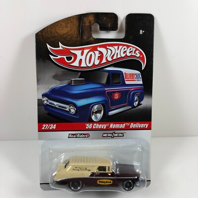 HOT WHEELS SLICK RIDES REAL RIDERS 56 CHEVY NOMAD DELIVERY MILODON CREAM BROWN