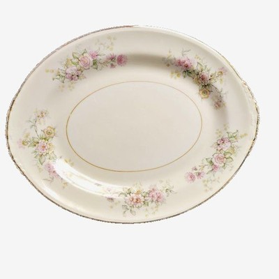 Vtg Homer Laughlin Eggshell Nautilus Pink Rose Platter 1949 11...