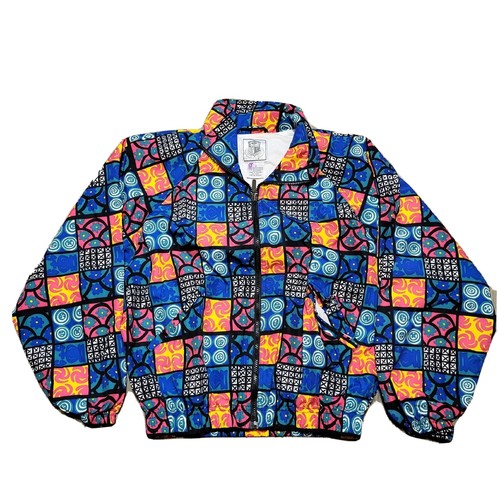 プラウド Vintage Bomber Jacket Colorful Patchwork Pattern Zip Up