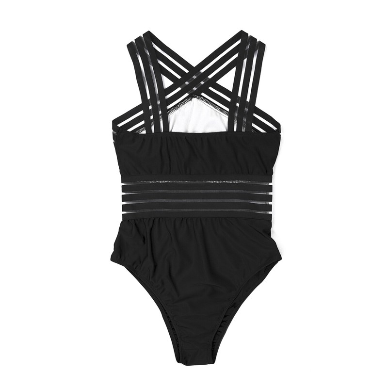 Sexy One-piece Swimsuit Cross Shoulder Straps Beachwear Bather
