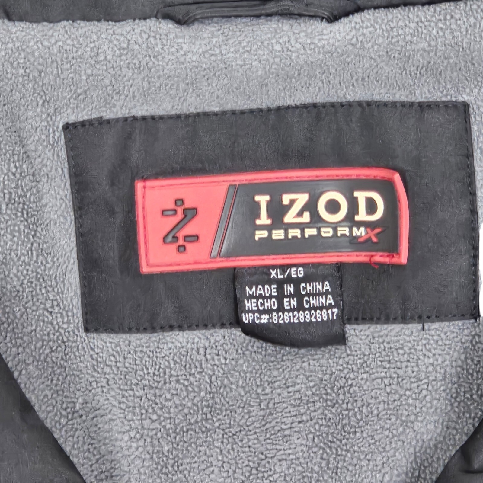 Izod PerformX Black Full Zip Fleece Lined Weatherproof Jacket Coat Size XLarge