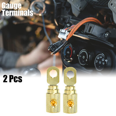 2pcs Amp Input Reducer Copper 4 Gauge Auto Stereo Audio AWG Power Gold Tone