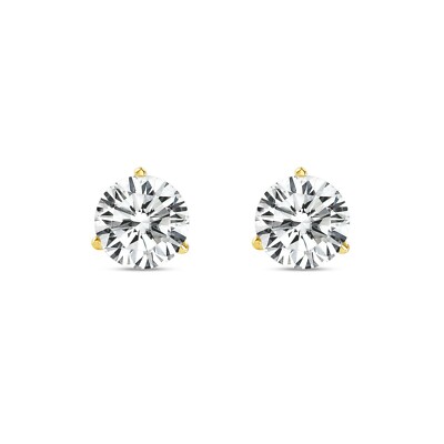Pre-owned Shine Brite With A Diamond 4 Ct Round Earrings Studs Solid 14k Yellow Gold Brilliant Cut Push Back Martini In White/colorless