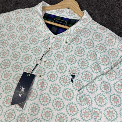 William Murray Polo Shirt Mens XXXL 3XL Golf Sandy Tiles Aztec Short Sleeve New