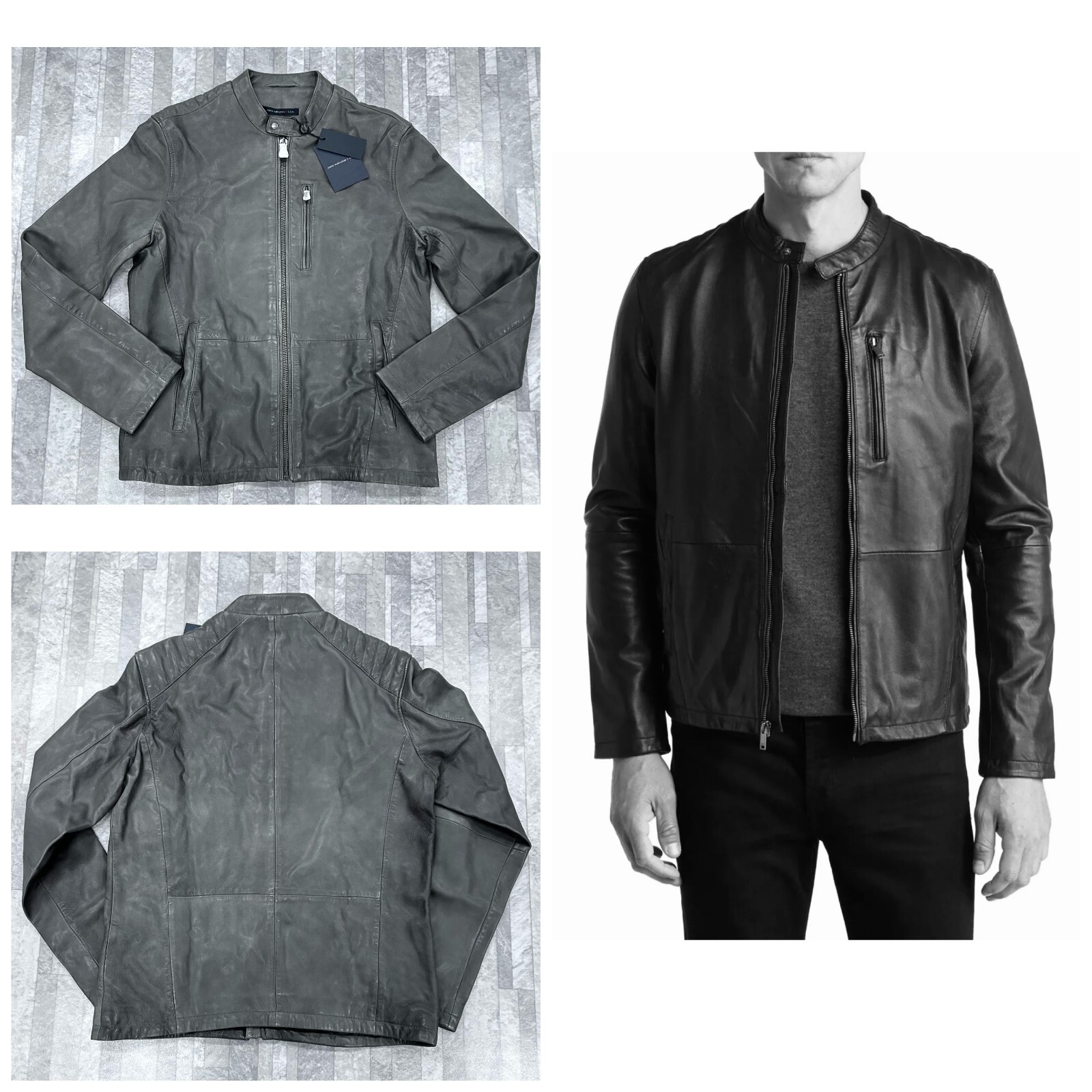 Pre-owned John Varvatos $ 698  Men's Kris Racer Jacket In Light Grey Size: Small In Gray