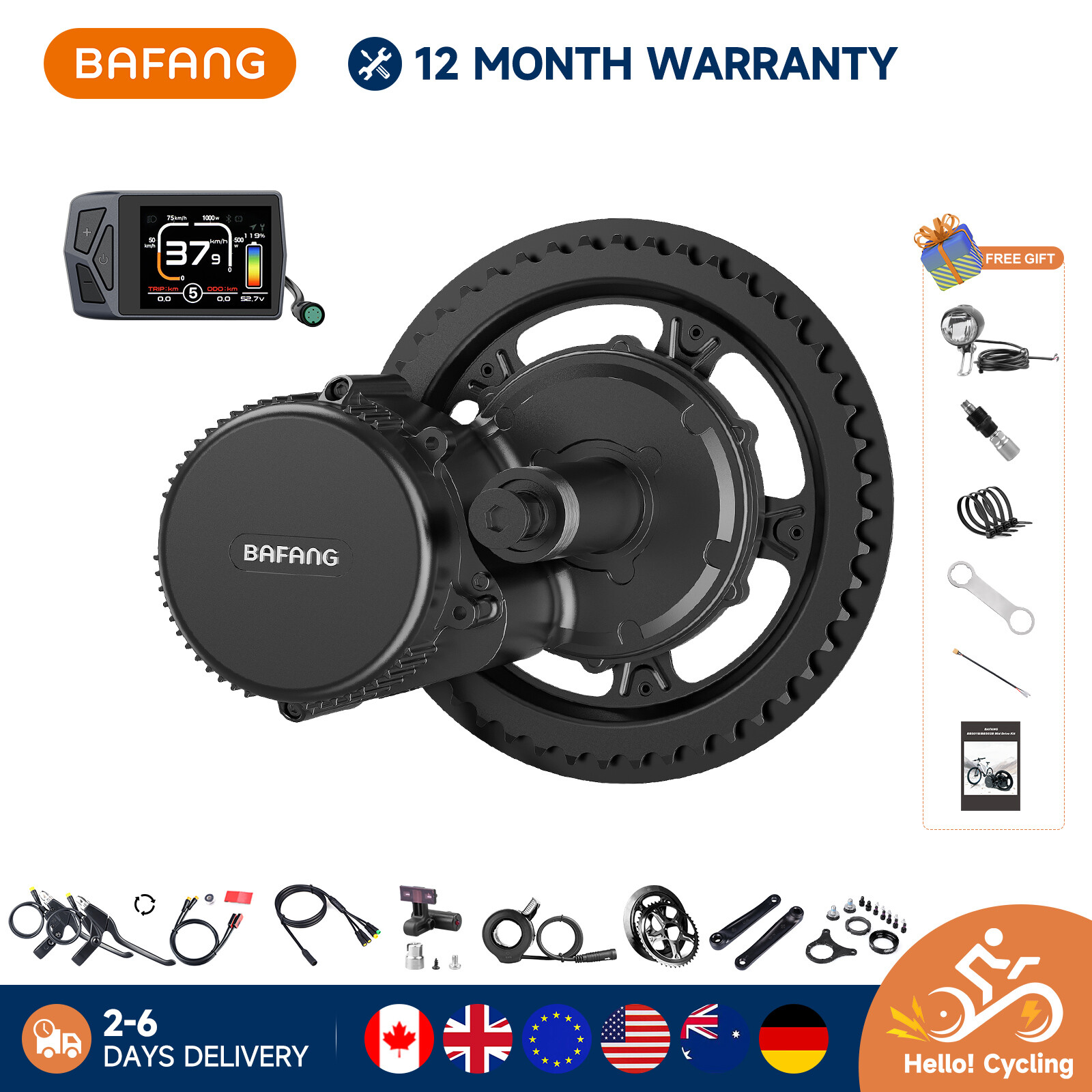 Bafang 48V750W BBS02B Mid Drive Motor 8FUN Electric Bike eBi