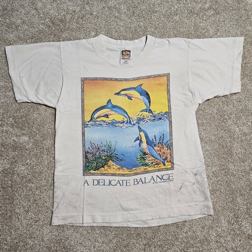Vtg 90s Delicate Balance Dolphin T-shirt Mens S XS Single