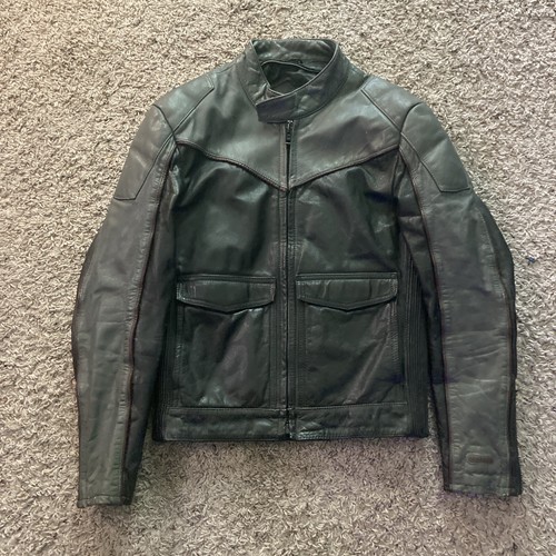 Marsee Black Gray Leather Motorcycle Jacket Men 36 Tour Lion Rex