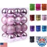 Emopeak 24Pcs Christmas Balls Ornaments for Xmas Christmas Tree - 4 Style Shatterproof Christmas Tree Decorations Hanging Ball for Holiday Wedding Party Decoration (Pink, 1.6