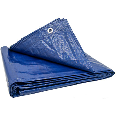 18' x 18' Blue Poly Tarp 2.9 OZ. Economy Lightweight Waterproof Cover