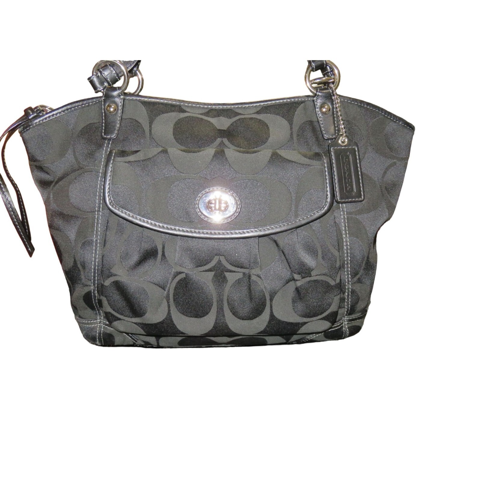 Coach 2008 Leah Black & Grey Signature C Jacquard Turn Lock