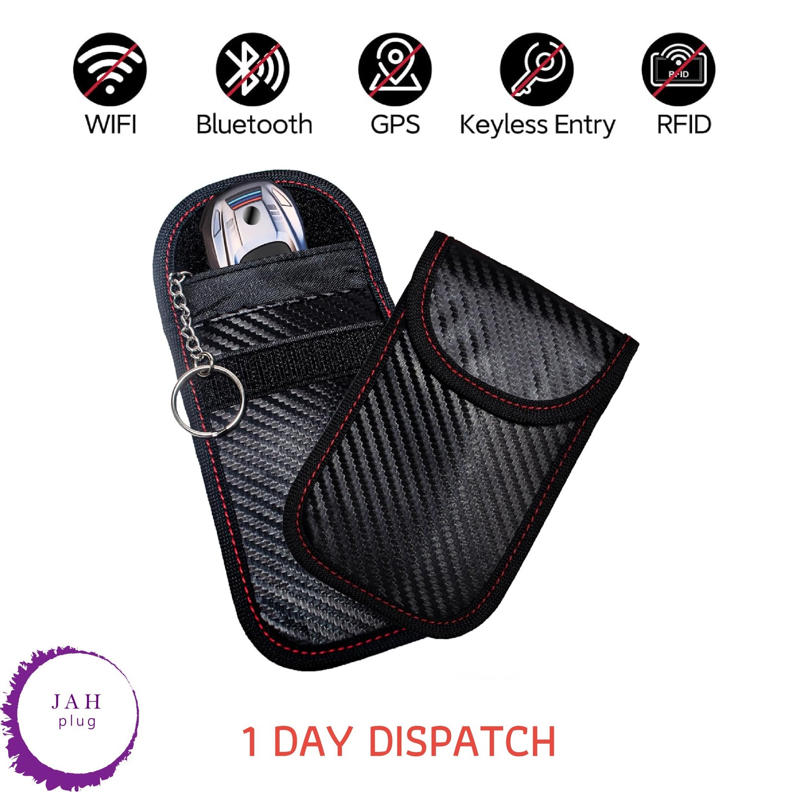 2x RFID BLOCKING FARADAY POUCH KEY SIGNAL BLOCKER CASE FOR VOLKSWAGEN KEYLESS