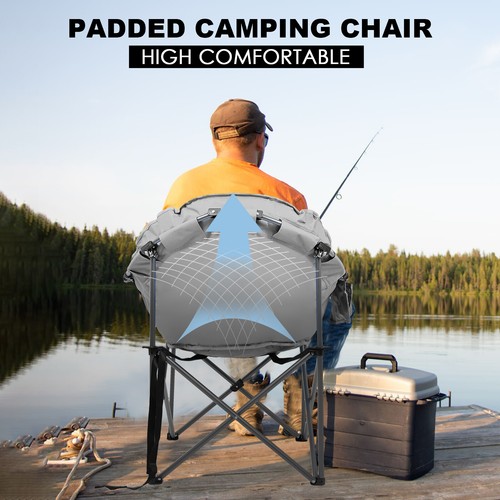 NAIZEA Oversized Camping Chair, Portable Folding Chairs Lounge with Side Pocket