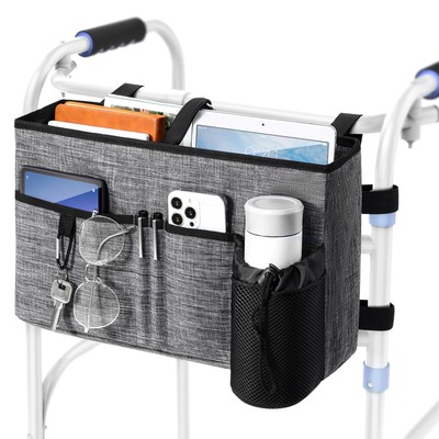 Walker Bag, Multi Pockets Folding Walker Basket Tote Bag with Cup Holder, Han...
