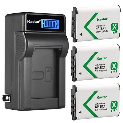Wall Charger & 3 Battery for HDR-AS10 AS15 AS20 AS30 AS50 AS50R AS100V AS200V