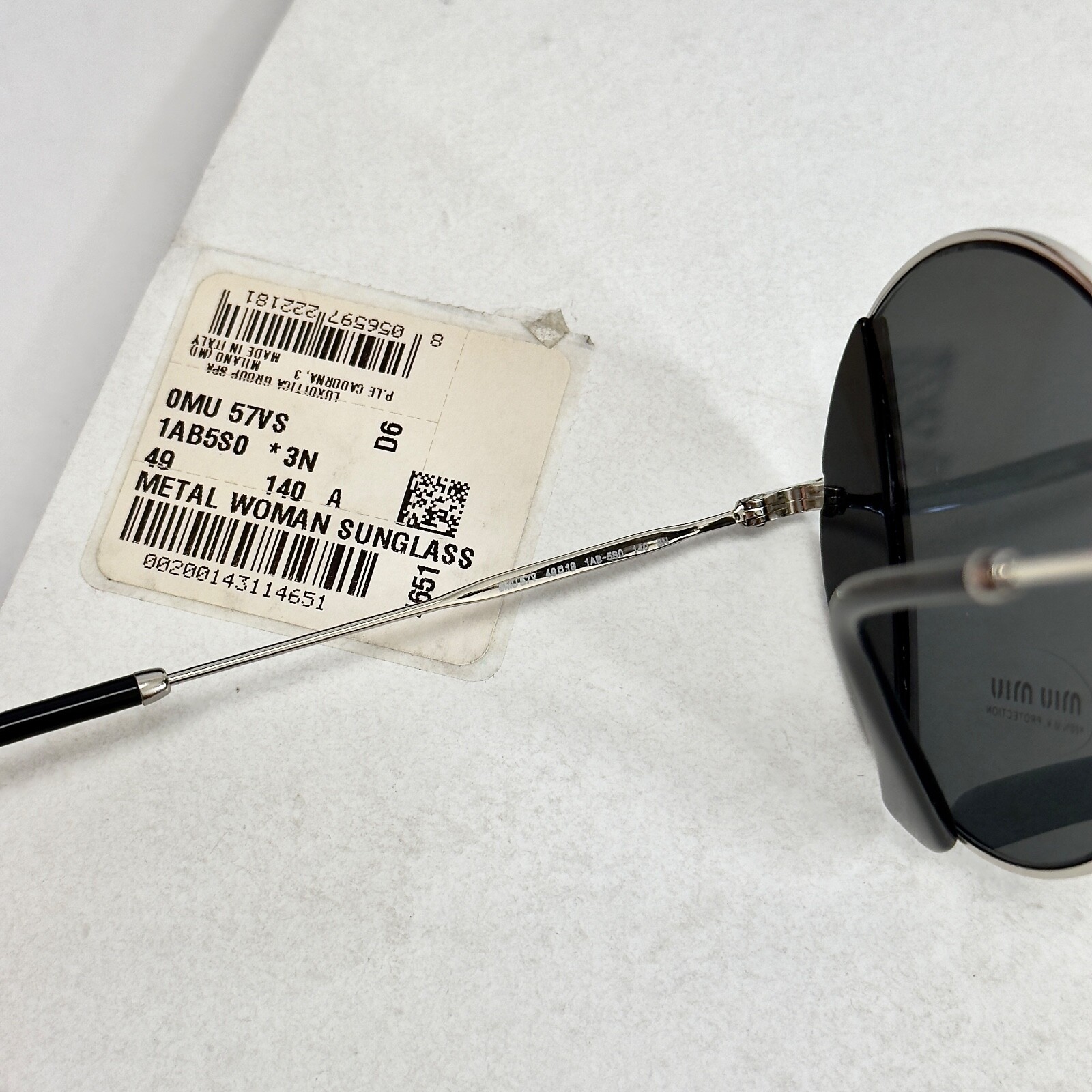 Pre-owned Miu Miu Core Mu57vs Silver Black Geometric Round Metal Fashion Sunglasses 57v