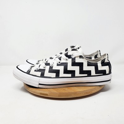 Converse Chuck Taylor All Star Shoe Womens 9 Athletic White Black Stripe Zig Zag
