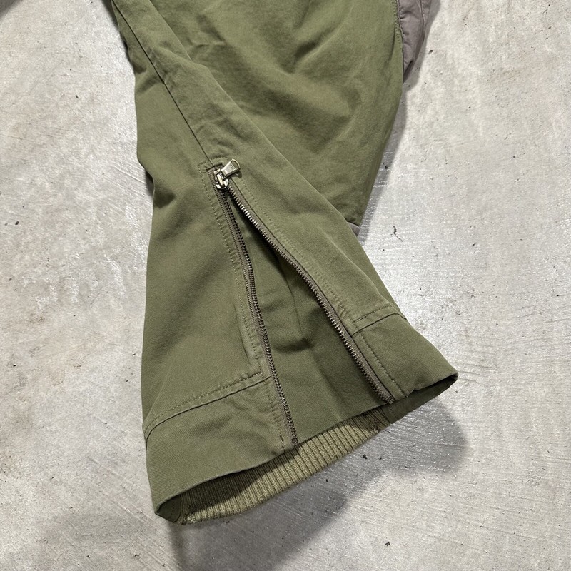 Hamcus Contrast Tone Patched Geo-Cargo Military Pants Olive Green LARGE 2021