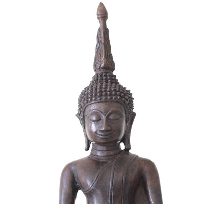 Seated Buddha Figurine In Copper In Mudra Gesture