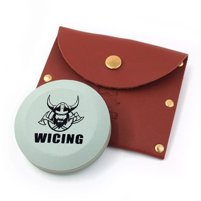 WICING Axe Sharpener 400/1000 Grit Sharpening Stone with Leather Sheath