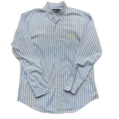 Polo Ralph Lauren Vintage 90s Striped Blue White Button Down Shirt