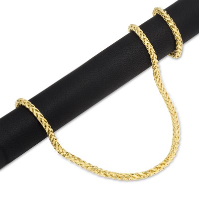 10K Yellow Gold 2.5mm-5mm Round Wheat Palm Franco Spiga Chain Necklace 16"- 30"