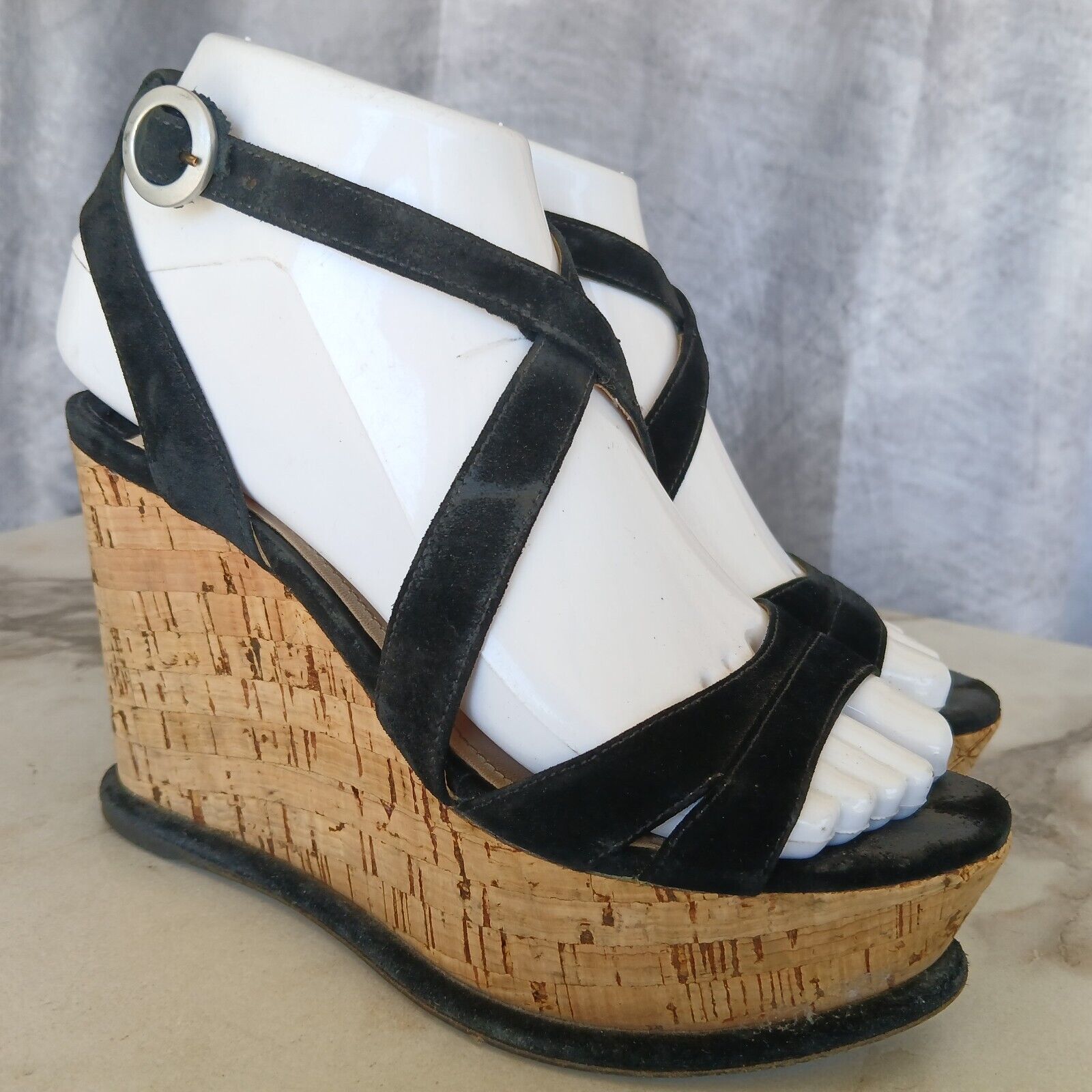 Prada Platform Wedge Cork Sandals Women's Size 35 Black | eBay Prada Platform Wedge Cork Sandals Women's Size 35 Black | eBay