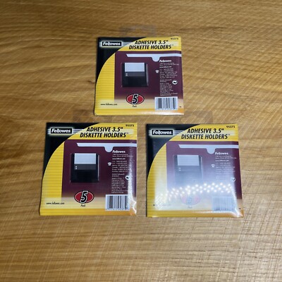 Fellowes Adhesive 3.5'' Diskette Floppy Disk Holders Lot of 3 Packs (15 Total)