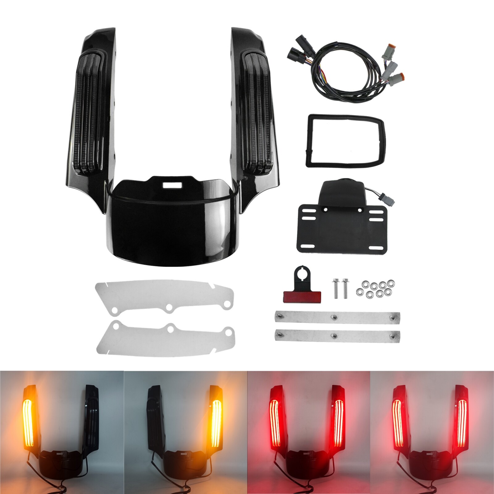 Rear Fender Fascia LED Turn Signal Light For Harley Road Street Glide 2014-2023