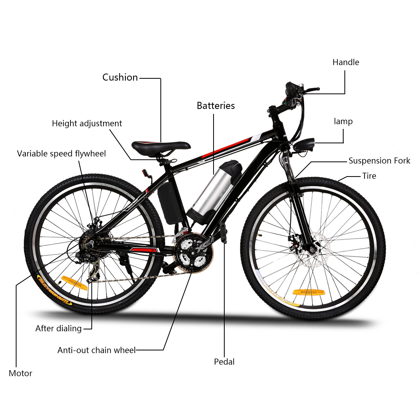 26 Elektrofahrrad Mountainbike Ebike Citybike Shimano 21Gäng Pedelec 35kmh 