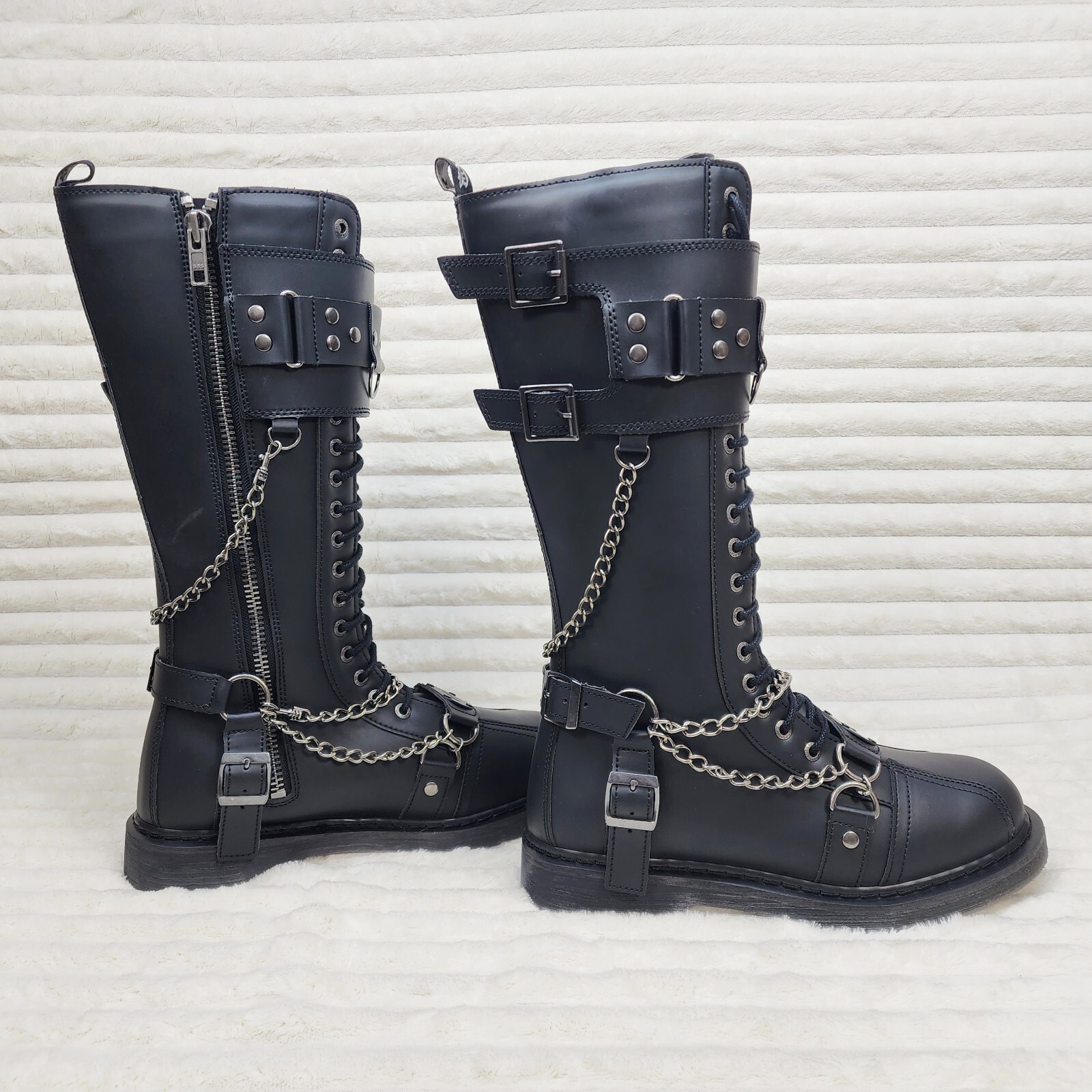 Bolt 415 Goth Combat Biker Knee Boots Black Matte Men Sizes Bolt 415 Goth Combat Biker Knee Boots Black Matte Men Sizes
