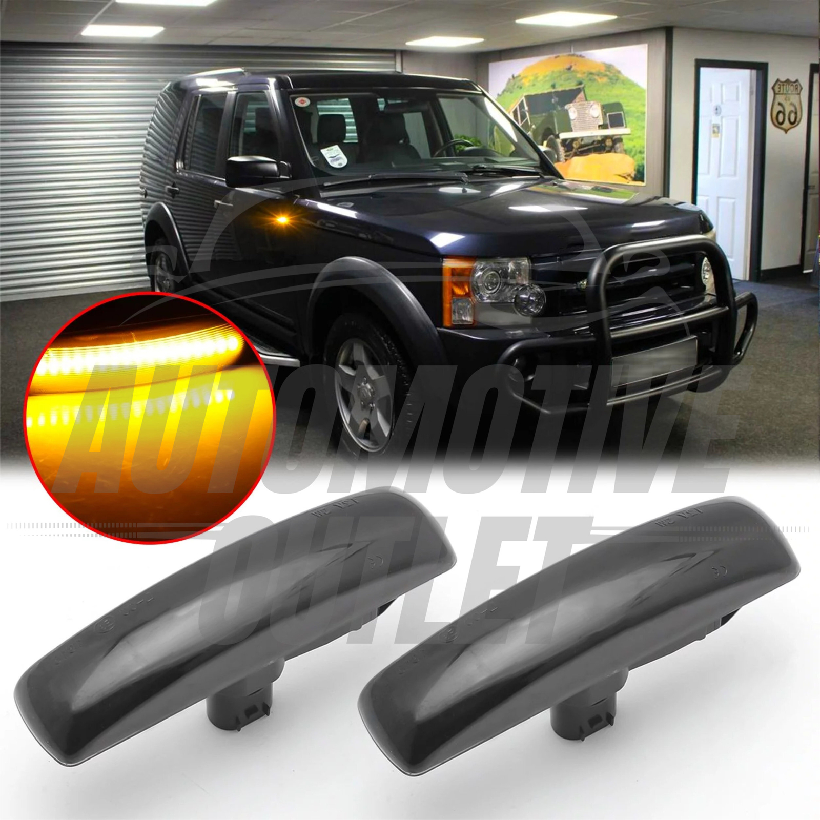 PAIR OF SMOKED DYNAMIC LED SIDE LIGHT FOR LAND ROVER RANGE ROVER SPORT 2005-13 14