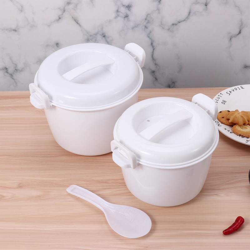 Food Grade PP Portable Microwave Rice Cooker w/Rice Paddle Thicken Steamer Pot