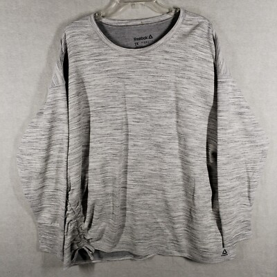 Reebok Sweatshirt Women's 2XL Gray Long Sleeve Crew Neck Cinched Athletic