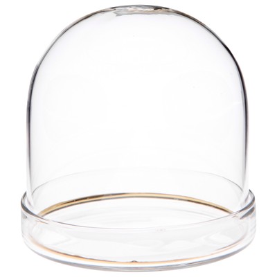 Plymor 3'' x 3'' Glass Dome Cloche with Gold Rim (Clear Glass Tray Base), 2 Pack