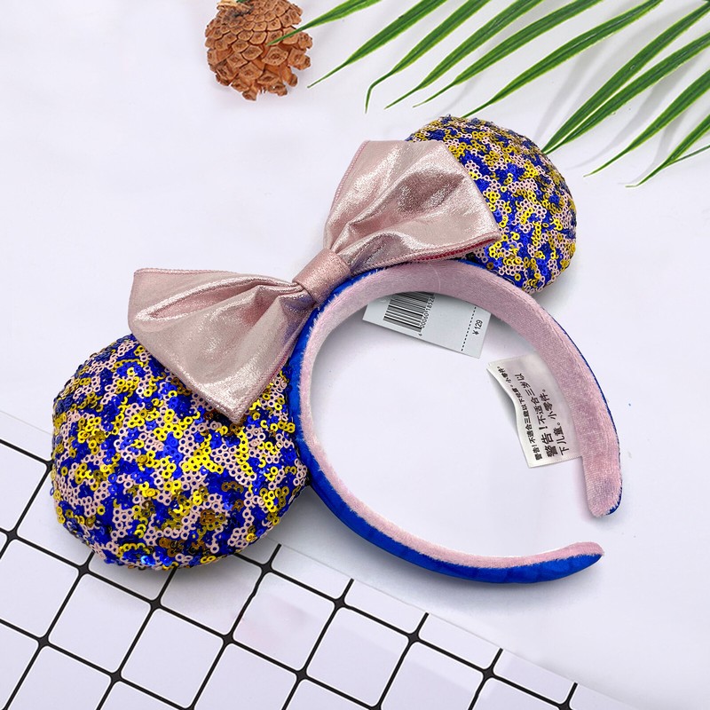 2024 Disney~Parks Pink Bow Navy Gold Sequin Minnie Mouse Ear  display picture 2