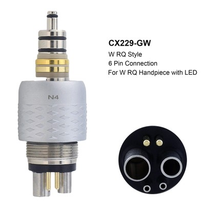 COXO Dental Fiber Optic LED Handpiece High Speed CX207-GW Roto Coupling 6 Pin
