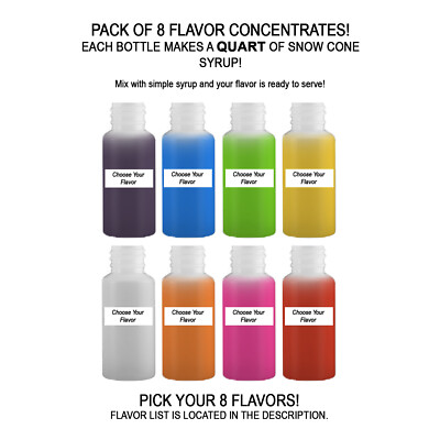Shaved Ice Sno Cone Flavor Syrup Mix Concentrate Snow Kone M
