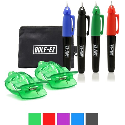 Golf Ball Marker Line Drawing Alignment Tool Kit with Marker Set and Carry Case