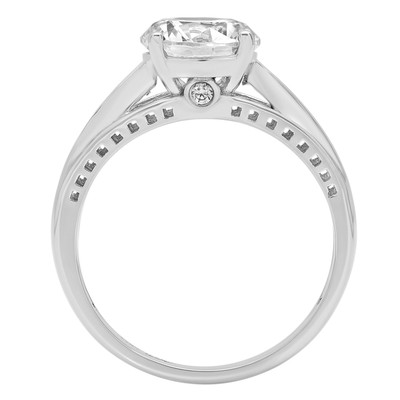 Pre-owned Pucci 2.21 Round Cut Cathedral Moissanite Classic Bridal Statement Ring 14k White Gold In White/colorless