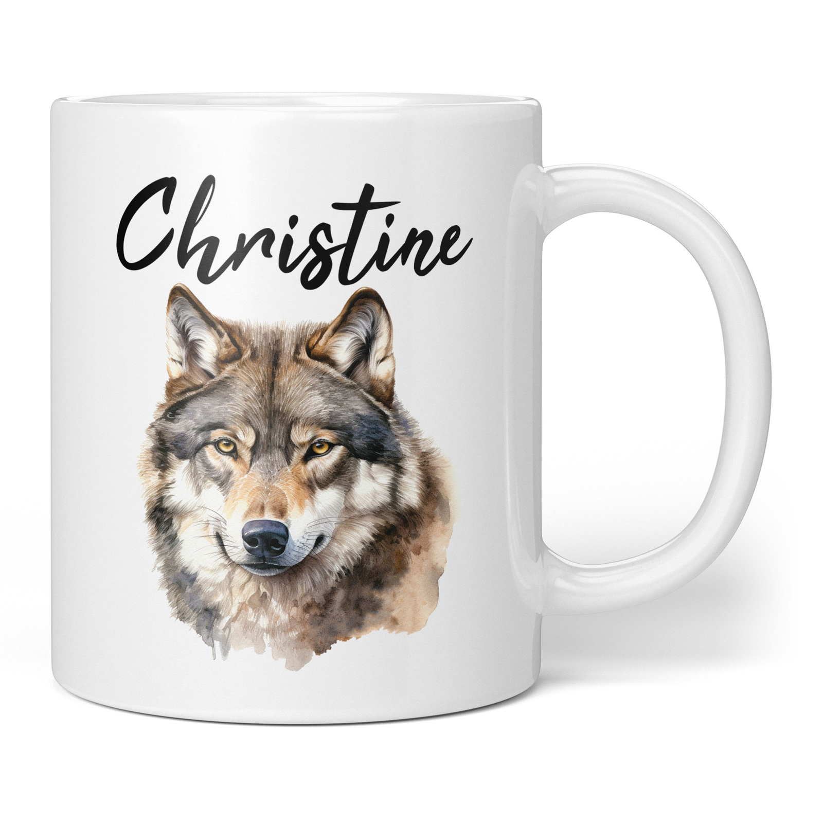 Wolf Mug - Personalized Wolf Gift, Majestic Spirit Animal Custom Name Coffee Cup