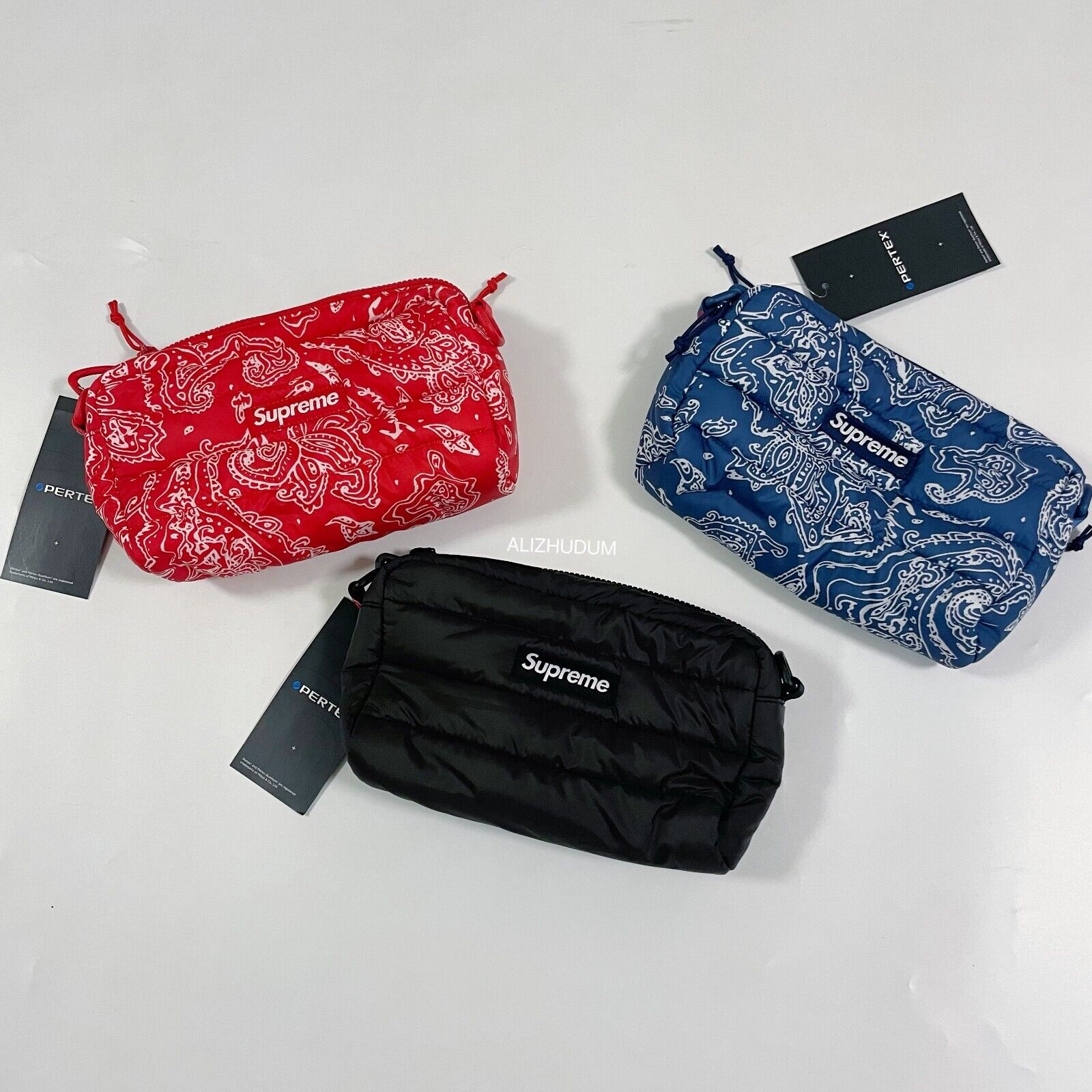 SUPREME FW22 PUFFER SIDE BAG RED BLUE PAISLEY BLACK BRAND SUPREME FW22 PUFFER SIDE BAG RED BLUE PAISLEY BLACK BRAND